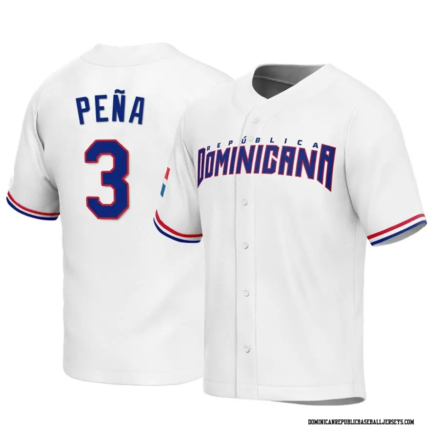 Wholesale 2023 World Baseball Classic Wbc Dominican Team 3 Jeremy Pena 22  Juan Soto White Replica Player Stitched Jerseys - China 2023 World Baseball  Classic USA Puerto Rico Cuba and Australia Canada